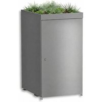 Metzler Mülltonnenbox mit Pflanzdach | 1er | 240l | aus Aluminium | rostfrei & massiv | Grau
