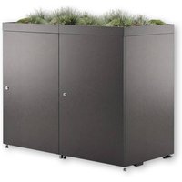 Metzler Mülltonnenbox mit Pflanzdach | 2er | 240l | aus Aluminium | rostfrei & massiv | Eisenglimmer