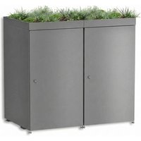 Metzler Mülltonnenbox mit Pflanzdach | 2er | 240l | aus Aluminium | rostfrei & massiv | Grau