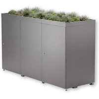 Metzler Mülltonnenbox mit Pflanzdach | 3er | 240l | aus Aluminium | rostfrei & massiv | Grau