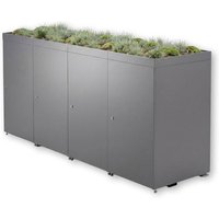 Metzler Mülltonnenbox mit Pflanzdach | 4er | 240l | aus Aluminium | rostfrei & massiv | Grau