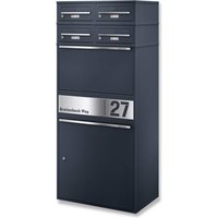 Metzler Paketbox XL mit vier Briefkästen | austauschbare Papiereinleger | personalisiert mit Gravur | RAL 7016 Anthrazitgrau | Bispo Max 2