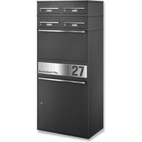 Metzler Paketbox XL mit vier Briefkästen | austauschbare Papiereinleger | personalisiert mit Gravur | Eisenglimmer | Bispo Max 2
