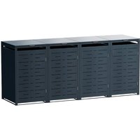 Metzler Design-Mülltonnenbox | 4er | 240l | Anthrazit RAL 7016 | horizontale Designlinien | Nexus