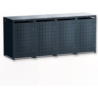 Metzler Design-Mülltonnenbox | 4er | 240l | Anthrazit RAL 7016 | Quadratmuster | Geo