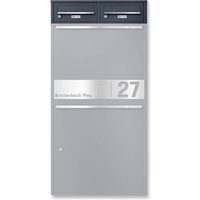 Metzler doppeltes Brieffach für Ihre Paketbox | mit austauschbarem Namensschild | RAL 7016 Anthrazitgrau | für Modellreihe Bispo Max