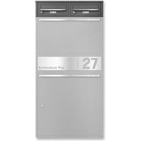 Metzler doppeltes Brieffach für Ihre Paketbox | mit austauschbarem Namensschild | Eisenglimmer | für Modellreihe Bispo Max