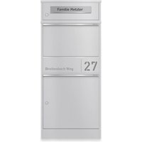 Ersatz Namensschild aus Edelstahl passend zur Paketbox Taren | Grau