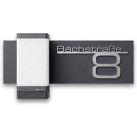 Hausnummernleuchte LED | Bluetooth | 3000K | Personalisierbar | LED-Außenleuchte mit Edelstahl-Schriftzug