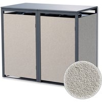 Metzler Mülltonnenbox mit Steinputz | 2er | 240L | aus Stahl | Witterungsbeständig | Beige
