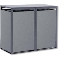 Metzler Mülltonnenbox mit Steirputz | 2er | 240L | aus Stahl | Witterungsbeständig | Grau