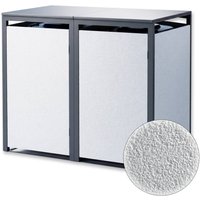 Metzler Mülltonnenbox mit Steinputz | 2er | 240L | aus Stahl | Witterungsbeständig | Weiß