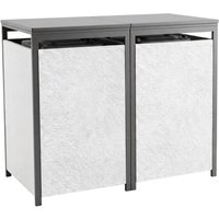 Metzler Mülltonnenbox mit Steinputz | 2er | 240L | aus Stahl | Witterungsbeständig | Weiß