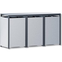 Metzler Mülltonnenbox mit Steinputz | 3er | 240L | aus Stahl | Witterungsbeständig | Weiß