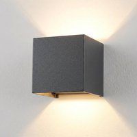 Metzler LED Wandleuchte Up-Down | IP65 | Lichtkegel einstellbar | 9W | warmweiß 3000K | austauschbares G9 Leuchtmittel | Eisenglimmer | Cube
