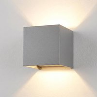 Metzler LED Wandleuchte Up-Down | IP65 | Lichtkegel einstellbar | 9W | warmweiß 3000K | austauschbares G9 Leuchtmittel | Grau | Cube