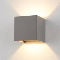 Metzler LED Wandleuchte Up-Down | IP65 | Lichtkegel einstellbar | 9W | warmweiß 3000K | austauschbares G9 Leuchtmittel | RAL 7039 Quarzgrau | Cube