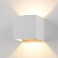 Metzler LED Wandleuchte Up-Down | IP65 | Lichtkegel einstellbar | 9W | warmweiß 3000K | austauschbares G9 Leuchtmittel | Weiß | Cube