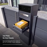 Metzler Video-Türsprechanlage mit Paketbox Zivo 2 | 2-Draht-BUS | mit Brieffach | personalisiert mit Gravur | Entnahme auf der Rückseite | Anthrazit RAL 7016