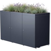 Metzler Mülltonnenbox mit Pflanzdach | 3er | 240l | aus Stahl | rostfrei & massiv | RAL 7016 Anthrazit