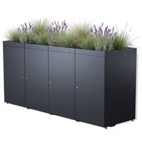 Metzler Mülltonnenbox mit Pflanzdach | 4er | 240l | aus Stahl | rostfrei & massiv | RAL 7016 Anthrazit
