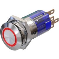 Metzler - Drucktaster 16mm - LED Ringbeleuchtung Rot - IP67 IK10 - Edelstahl - Flach - Lötkontakte