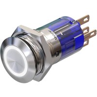 Metzler - Drucktaster 16mm - LED Ringbeleuchtung Weiß - IP67 IK10 - Edelstahl - Flach - Lötkontakte
