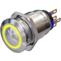 Metzler - Drucktaster 19mm - LED Ringbeleuchtung Gelb - IP67 IK10 - Edelstahl - Gewölbt - Lötkontakte