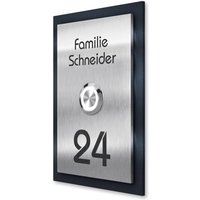 Metzler Klingelschild Anthrazit Edelstahl Gravur + LED-Taster | Decker XL