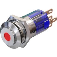 Metzler - Drucktaster 16mm - LED Punktbeleuchtung Rot - IP67 IK10 - Edelstahl - Hervorstehend - Lötkontakte