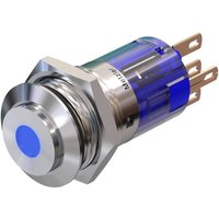 Metzler - Drucktaster 16mm - LED Punktbeleuchtung Blau - IP67 IK10 - Edelstahl - Hervorstehend - Lötkontakte