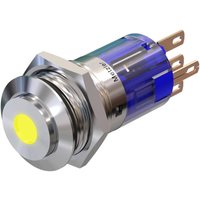 Metzler - Drucktaster 16mm - LED Punktbeleuchtung Gelb - IP67 IK10 - Edelstahl - Hervorstehend - Lötkontakte