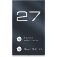 Metzler Türklingel Aufputz Zweifamilienhaus | Gravur optional | RAL 7016 Anthrazitgrau | Alan M2