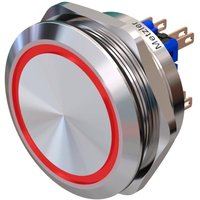Metzler - Drucktaster 40mm - LED Ringbeleuchtung Rot - IP67 IK10 - Edelstahl - 2-polig - Flach - Lötkontakte