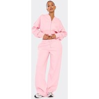 Drawstring Waist Detail Wide Leg Joggers In Baby Pink, Women's Size UK 6