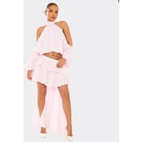 Ego Get 93% Discount on Pink Frill Back Detail Maxi Skirt Size UK 12