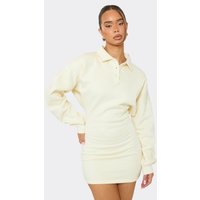Button Down Collar Detail Jumper Dress In Cream, Women's Size UK 10