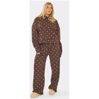 Wide Leg Joggers In Brown Polka Dot, Women's Size UK 8