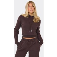 Cinched Waist Fitted Hoodie In Chocolate Brown, Women's Size UK 8