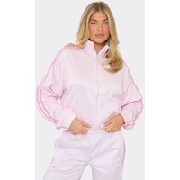 Side Stripe Zip Up Track Jacket In Pink, Women's Size UK 10