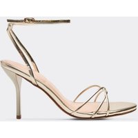 Fango Strappy Detail Stiletto Heel In Gold Faux Leather, Women's Size UK 8