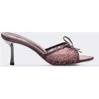 Mistique Bow Detail Heel Mule In Brown Lace, Women's Size UK 7