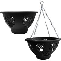 Black Plastic Easy to Fill Hanging Baskets (12" & 14" Sizes)