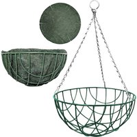 Green Wire Hanging Basket & Optional Liners (12", 14", 16" & 18" Sizes)