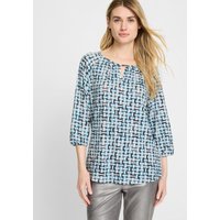 LENZING™ ECOVERO™ Niebieska wiskozowa bluzka damska Hannah z geometrycznym printem – Cosmic Chic