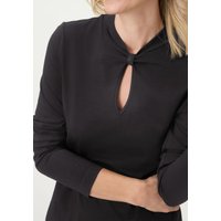 TENCEL™ Czarna bluzka damska Edda z dekoltem w łezkę – Liaison en Vogue