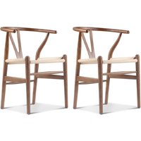 Set of Two Wishbone Chairs / Walnut Stain