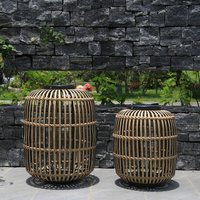 Valdez 2-Piece Outdoor Solar Wicker Lanterns - Final Sale