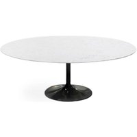 Bianca Neve Calacatta Quartz Tulip Dining Table - Oval-67" - Black Base