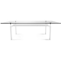 Corbusier Glass Dining Table 6ft Long / White Powder-Coated